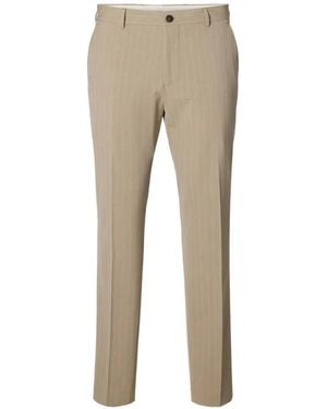 SELECTED Pinstriped Trousers - Natural