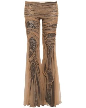 DI PETSA Mesh Flared Trousers - Natural