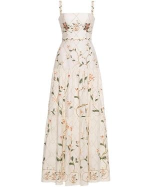 Agua Bendita Lima Navegante Embroidered Tiered Maxi Dress - White