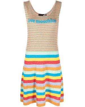 Love Moschino Multi-Stripe Mini Dress - Grey
