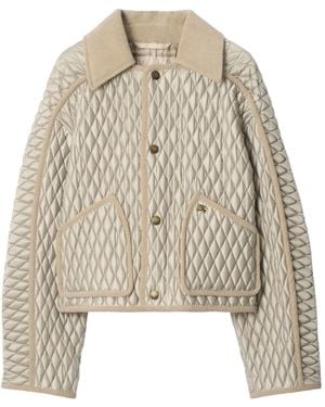 Burberry Floriston Quilted Corduroy-Trimmed Jacket - Natural