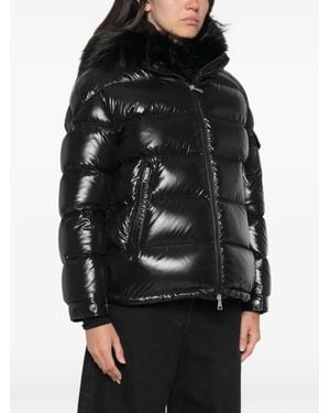Moncler Fur-Trim Quilted Jacket - Black