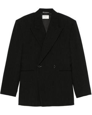 Saint Laurent Pinstripe Double-Breasted Blazer - Black