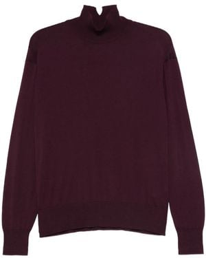 Another Tomorrow Jersey De Lana Con Cuello Alto - Morado