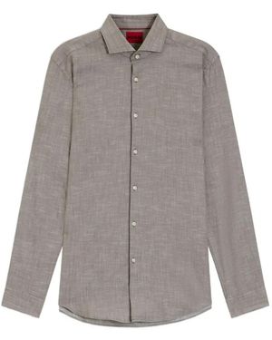 HUGO Slub-Texture Long-Sleeve Shirt - Grey