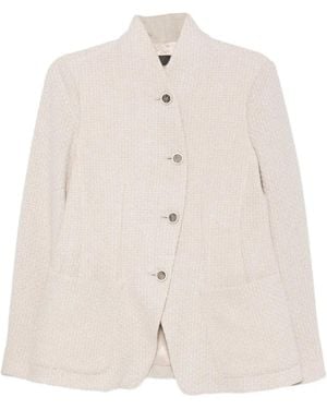 Emporio Armani High-Neck Textured Jacket - White