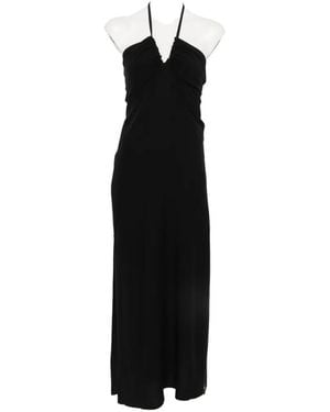 MOUTAKI Halter-Neck Ruched Maxi Dress - Black