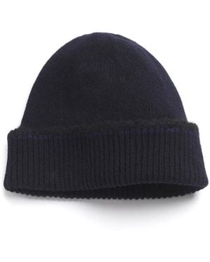 Barrie Shearling-Trim Cashmere Beanie - Blue