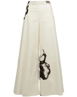 Liviana Conti Floral-Print Palazzo Trousers - White