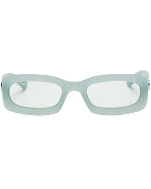 Gucci Zonnebril Met Rechthoekig Montuur - Blauw