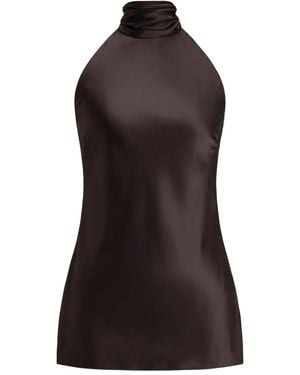 Ralph Lauren Halterneck Charmeuse Blouse - Brown