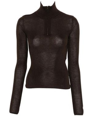 Frankie Shop Sade Ribbed-Knit Quarter-Zip Sweater - Black