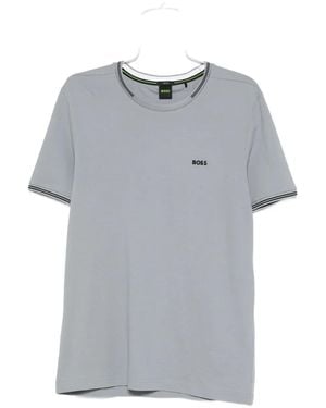 BOSS Tipped-Collar Cotton T-Shirt - Grey