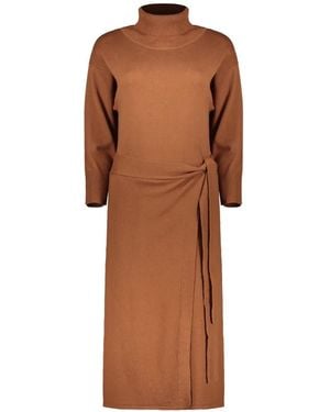 Yves Salomon Midikleid mit Stehkragen - Braun