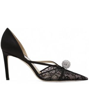 Jimmy Choo Sacora Crystal-Embellished Lace Pumps - Black