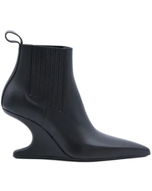 Rick Owens Bottines À Talon Sculptural Et Languette - Blue