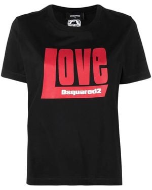 DSquared² T-Shirt Met Print - Zwart