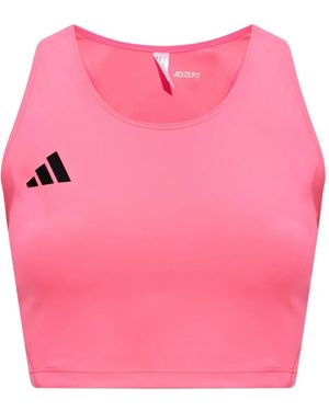 adidas Adizero Logo-Print Top - Pink