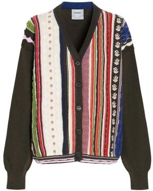 Barrie Stripe Cashmere Cardigan - Black