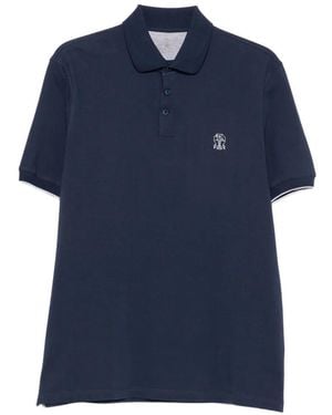 Brunello Cucinelli Polo Con Logo Bordado - Azul