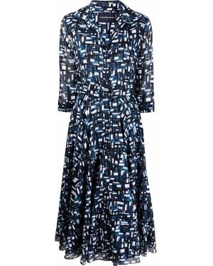 Samantha Sung Geometric Shirt Dress - Blue