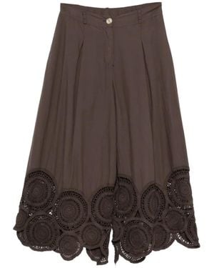 ViCOLO Crochet-Trim Pants - Brown