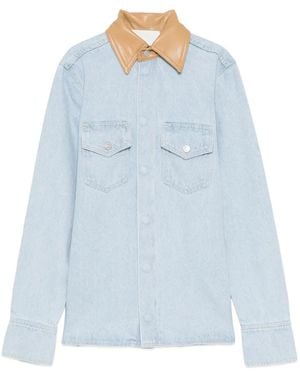 Nanushka Exposed-Seam Cotton Shirt - Blue