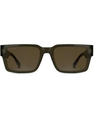 Lacoste Tortoiseshell-Effect Rectangle-Frame Sunglasses - Grey