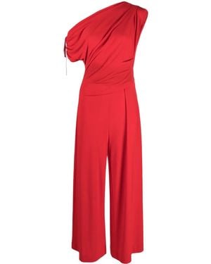 Talbot Runhof Draped Cady Jumpsuit - Red