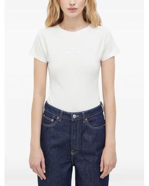 Samsøe & Samsøe Raglan-Sleeved Logo-Print T-Shirt - Blue