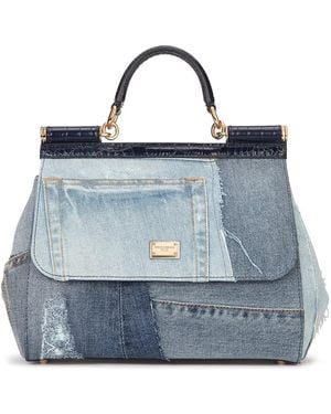 Dolce & Gabbana Sicily デニムショルダーバッグ L - ブルー