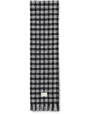 Acne Studios Checked Logo Scarf - White
