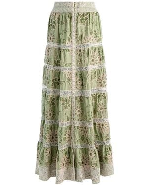 Alice + Olivia Falda Larga Adira Bordada - Verde