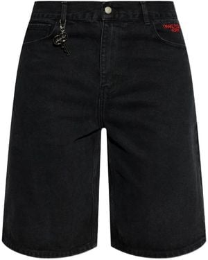 Carne Bollente Heart-Embroidery Shorts - Black