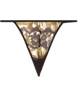 DIESEL Stretch-Tulle Thong With Metallic Lace Effect - Natural