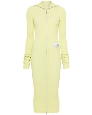 Maison Mihara Yasuhiro Logo-Patch Midi Dress - Yellow
