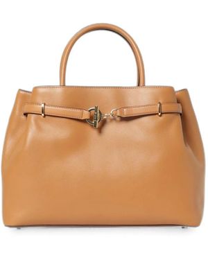Ralph Lauren Toggle-Fastening Leather Shoulder Bag - Natural