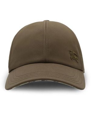 Burberry Logo-Embroidered Print Trim Hat - Green
