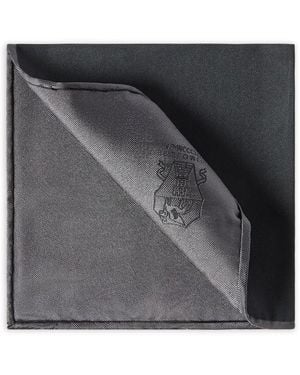 Brunello Cucinelli Silk Pocket Square With Printed Logo - Black