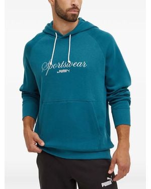 PUMA Sudadera Con Capucha Y Logo Bordado - Azul