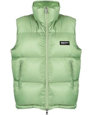 White/space Padded Zip-Up Gilet - Green