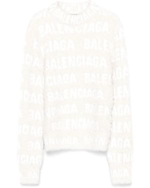 Balenciaga ジャカードロゴ セーター - ホワイト