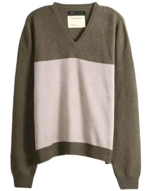Frenckenberger Pull Colour Block À Col V - Natural