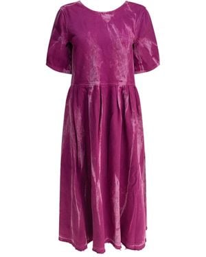 Ganni Buckle-Fastening Pleated Midi Dress - Purple