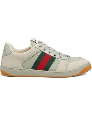 Gucci Gg-Pattern Web Stripe Lace-Up Sneakers - Green