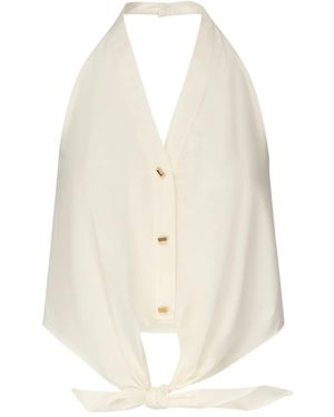 MARCIANO BY GUESS Button-Front Tie-Front Top - White