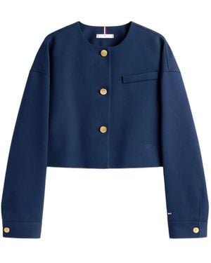 Tommy Hilfiger Cropped-Jacke mit eingefassten Taschen - Blau