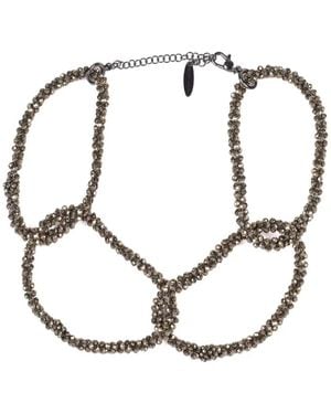 Brunello Cucinelli Pyrite-Beaded Choker Necklace - White