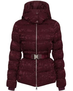 Elisabetta Franchi Jacquard Logo Belted Puffer Coat - Purple