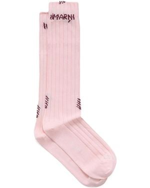 Marni Jacquard-Socken Mit Logo - Pink